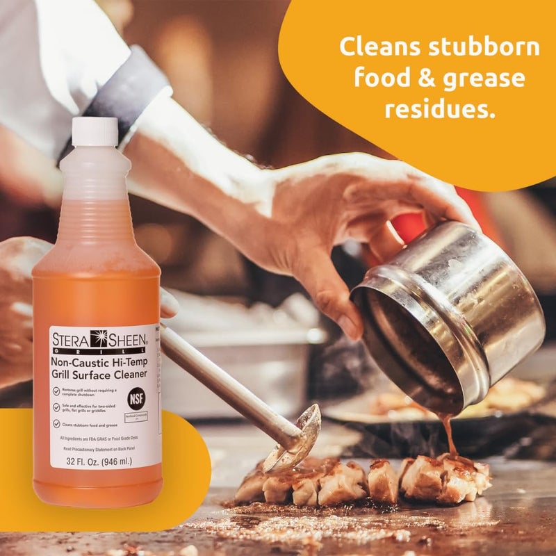 Stera Sheen - Grill Cleaner - Food Safe, Non-Caustic Formula - Restaurant & Cafe Quality Cleaner for Flat Top Grills and Griddles - Eliminate Tough Encrusted Grease - 32 fl oz Bottle (1 count) - Image 3